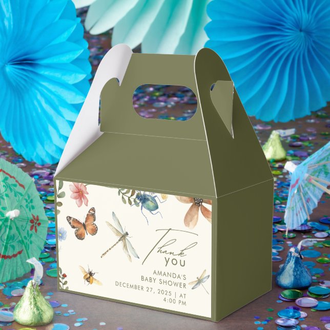 Boho Love Bug Insects Dragonfly baby shower Favour Box (Party)