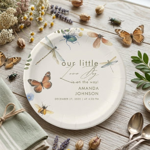 Boho Love Bug Insects Dragonfly baby shower Paper Plate