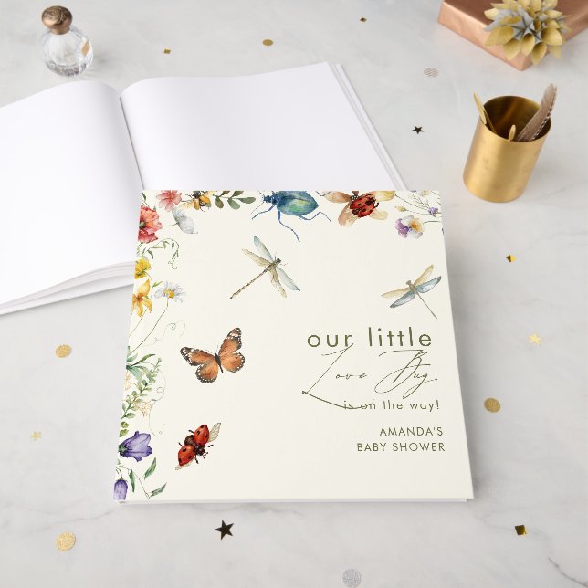 Boho Love Bug Insects Dragonfly  Guest Book (Front Open)