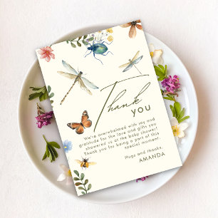 Boho Love Bug Insects Dragonfly Thank you card
