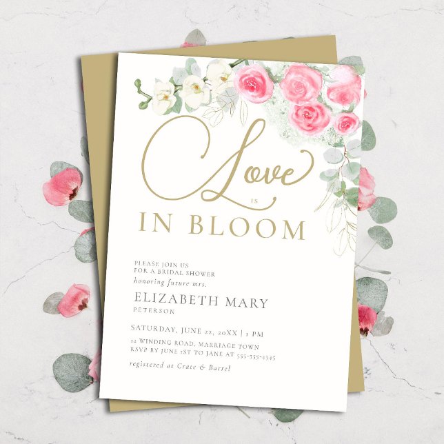Boho Love in Bloom Roses Orchid Chic Bridal Shower Invitation (Creator Uploaded)
