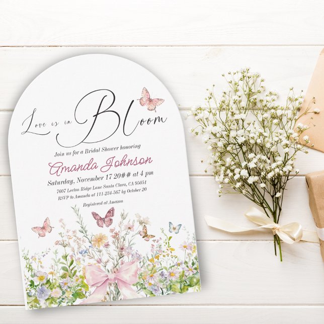 Boho Love in Boom Wildflower Bow Bridal Shower Invitation (Creator Uploaded)