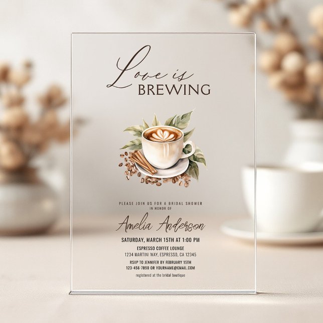 Boho Love is Brewing Bridal Shower Acrylic Invitations (Creator Uploaded)
