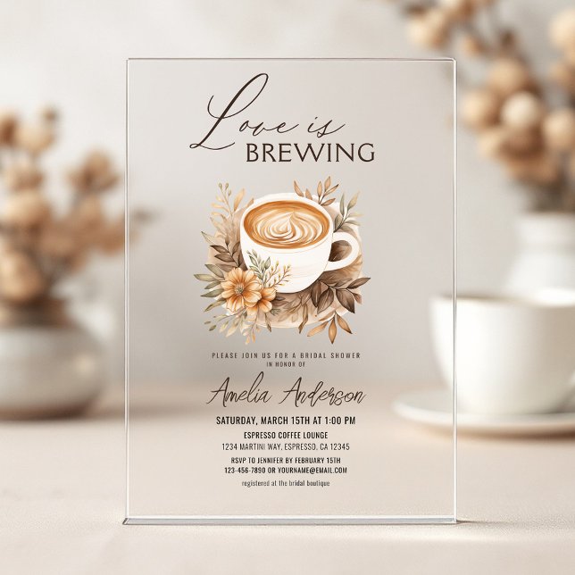 Boho Love is Brewing Bridal Shower Acrylic Invitations (Creator Uploaded)