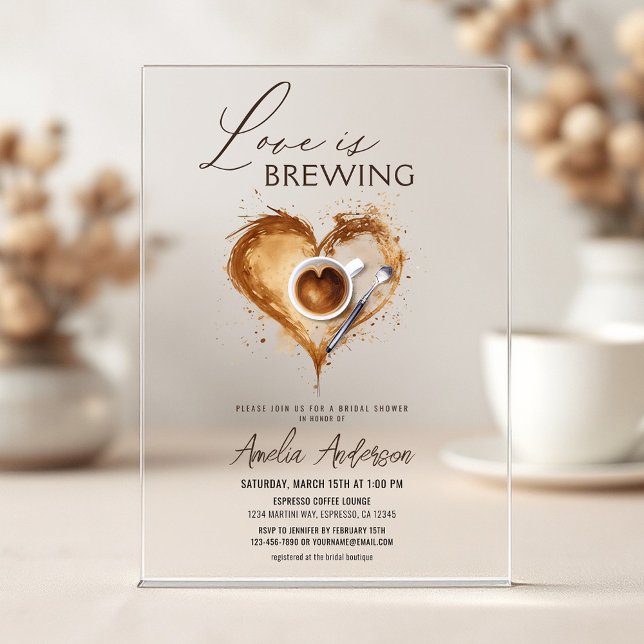Boho Love is Brewing Bridal Shower Acrylic Invitations (Creator Uploaded)