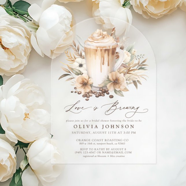 Boho Love is Brewing Bridal Shower Acrylic Invitations (Creator Uploaded)