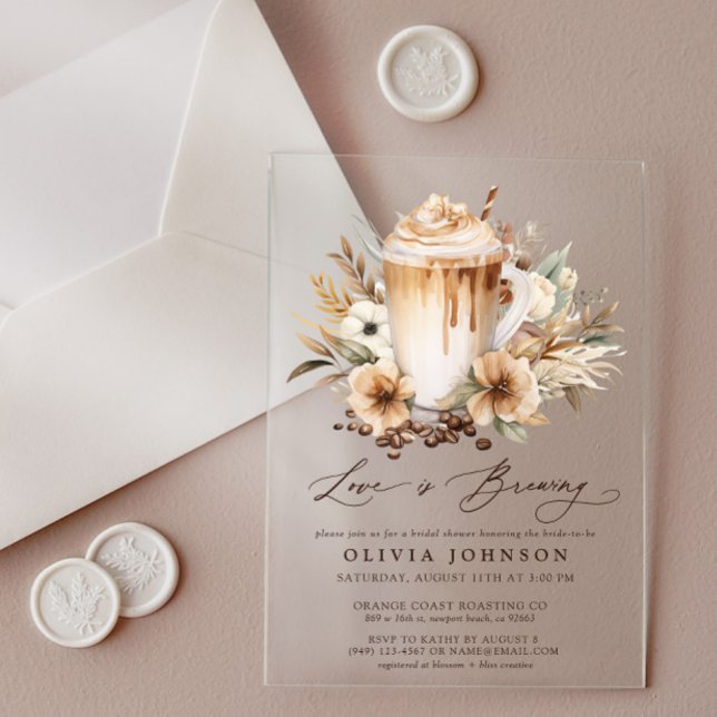 Boho Love is Brewing Bridal Shower Acrylic Invitations (Creator Uploaded)