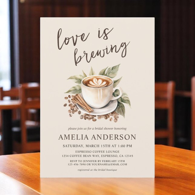 Boho Love is Brewing Coffee Bridal Shower Invitation (Creator Uploaded)