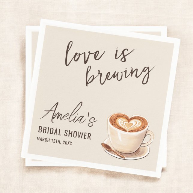Boho Love is Brewing Coffee Bridal Shower Napkin (Creator Uploaded)