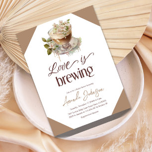 Boho Love is Brewing Coffee Floral Bridal Shower Invitation