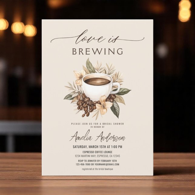 Boho Love is Brewing Coffee Latte Bridal Shower Invitation (Creator Uploaded)
