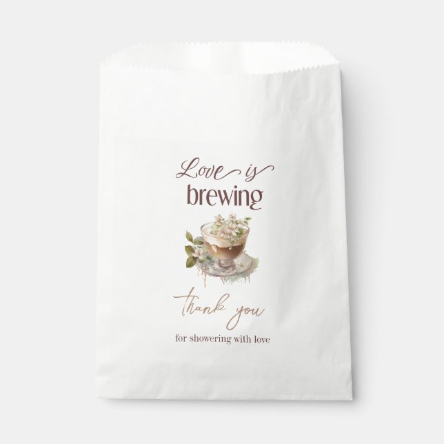 Boho Love is Brewing Floral Bridal Shower Brunch Favour Bag (Front)