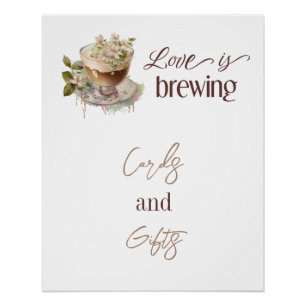Boho Love is Brewing Floral Bridal Shower Brunch Poster