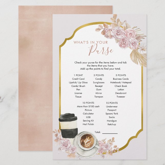 Boho Love is Brewing What's in Your Purse Games (Front/Back)