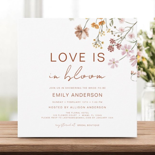 Boho Love is in Bloom Wildflower Bridal Shower Invitation (Creator Uploaded)