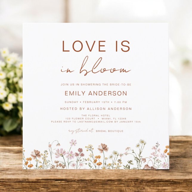 Boho Love is in Bloom Wildflower Bridal Shower Invitation (Creator Uploaded)