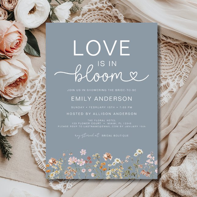 Boho Love is in Bloom Wildflower Bridal Shower Invitation (Creator Uploaded)