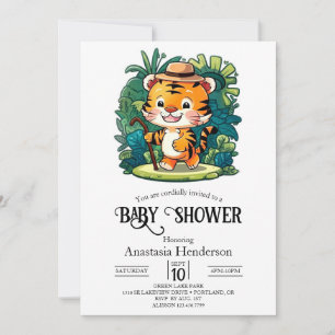 Boho Lovely Tiger Digital Baby Shower Invitation