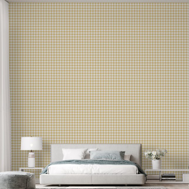 Boho  Lt Mustard Houndstooth Wallpaper (Bedroom)