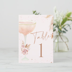 Boho Lunch Bubbly Bridal Shower Table Number Card