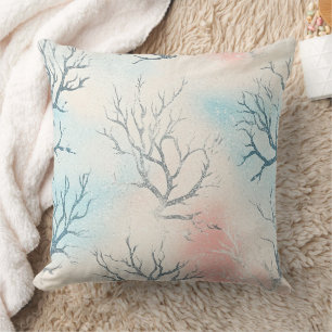 Boho Luxe Watercolor Coastal Coral Pattern (1) Cushion