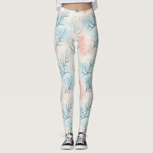 Boho Luxe Watercolor Coastal Coral Pattern (1) Leggings