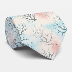 Boho Luxe Watercolor Coastal Coral Pattern (1) Tie