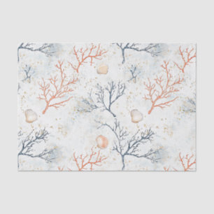Boho Luxe Watercolor Coastal Coral Pattern (2) Tissue Paper
