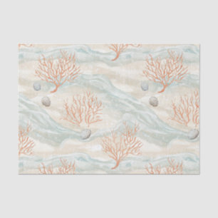 Boho Luxe Watercolor Coastal Coral Pattern (3) Tissue Paper