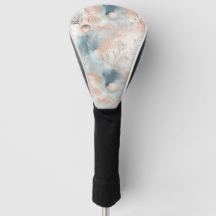 Boho Luxe Watercolor Coastal Coral Pattern (4) Golf Head Cover