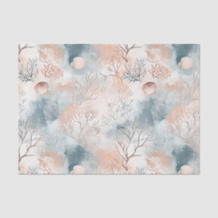 Boho Luxe Watercolor Coastal Coral Pattern (4) Tissue Paper