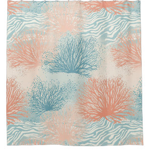 Boho Luxe Watercolor Coastal Coral Pattern (5) Shower Curtain