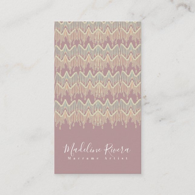 Boho Macrame Artist Handmade Art Designer Blush Business Card (Front)