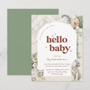 Boho Macrame Tiger Greenery Baby Shower Enclosure Card