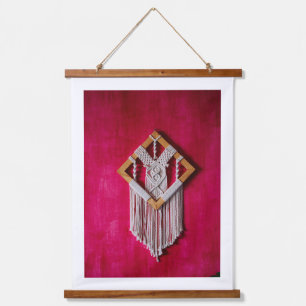 Boho Macrame Wall Hanging Textile Art Pink Geometr Tapestry