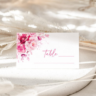 Boho Magenta Hot Pink Floral Wedding Place Card