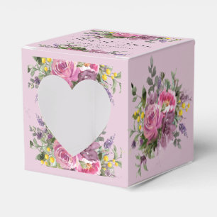 Boho Magenta Purple Pink Mauve Floral Wedding Favour Box