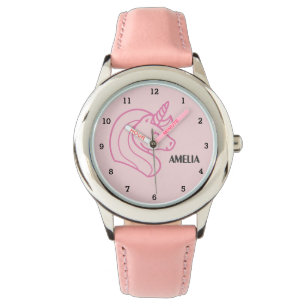 Boho Magical Cute Girls Unicorn Pink Watch name