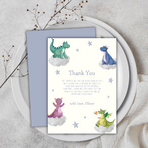 Boho Magical Little Stars Dragon Baby Shower Thank You Card