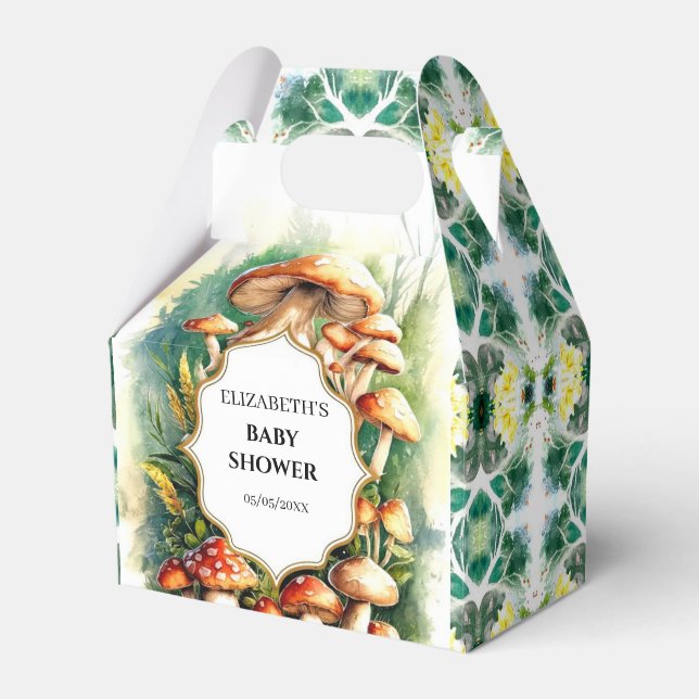 Boho Magical Mushroom Baby Shower Favour Box (Front Side)