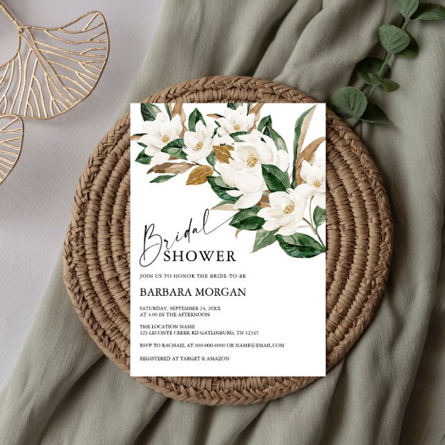 Boho Magnolia Bridal Shower Invitation (Creator Uploaded)