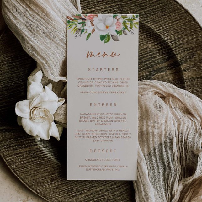Boho Magnolia Menu Wedding Bridal Shower Meal L201 (Creator Uploaded)