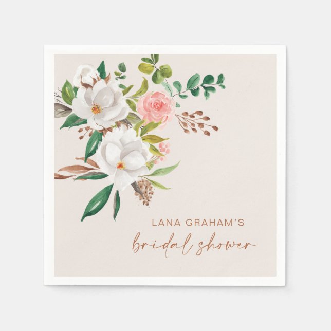 Boho Magnolia Napkin Bridal Shower Party L201 (Front)