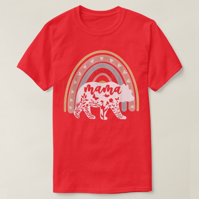 Boho Mama Bear Rainbow Woman Mum Life  T-Shirt (Design Front)