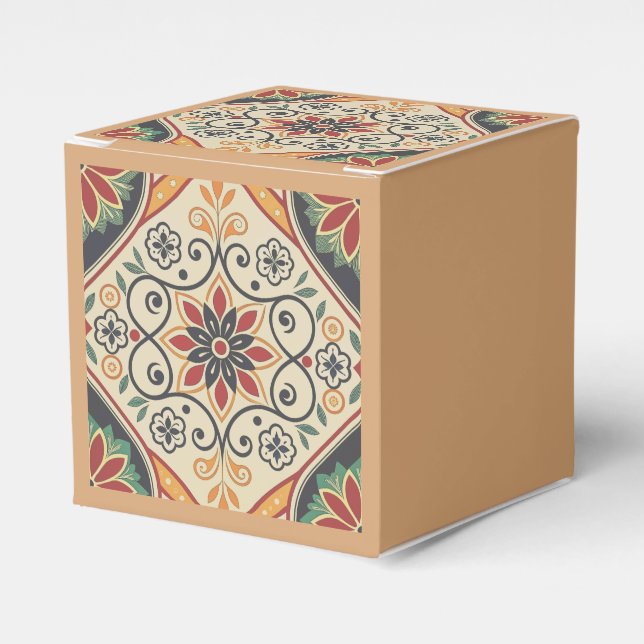 Boho Mandala Favour Box – Earthy Floral Pattern (Front Side)