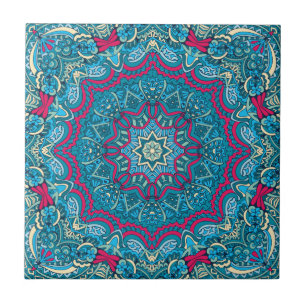 Boho Mandala Festive  Ceramic Tile