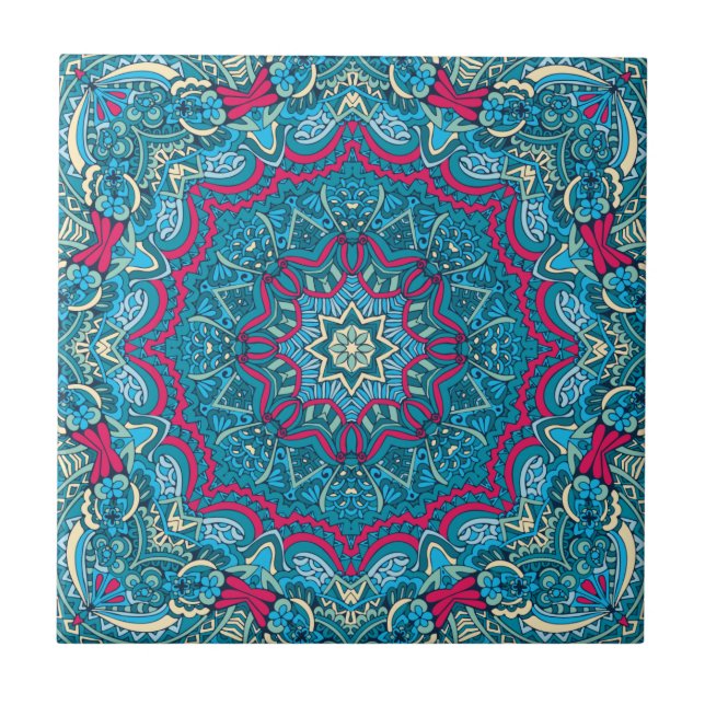 Boho Mandala Festive  Ceramic Tile (Front)