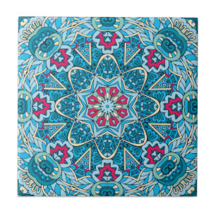 Boho Mandala Festive  Ceramic Tile