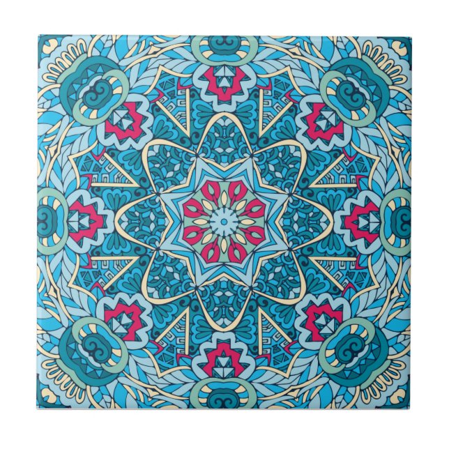 Boho Mandala Festive  Ceramic Tile (Front)