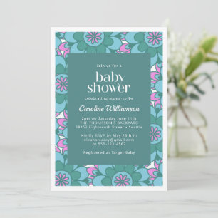 Boho Mandala Flower Colourful Groovy Baby Shower Invitation